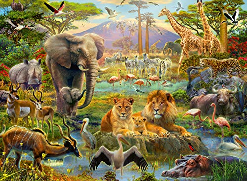 Ravensburger 12891 Animals of The Savannah 200 Piece Puzzle for Kids - Every Piece is Unique, Pieces Fit Together Perfectly, Yellow
