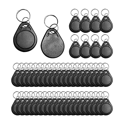 50 Pcs 125KHz RFID Writable Rewritable T5577 Key Fob Proximity Access Tag Duplicator Keyfobs ID Card Token Tag for RFID Writer Hotel Key (Black)