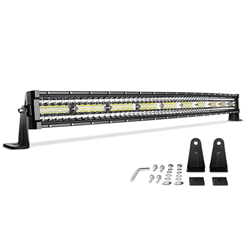 LED Light Bar 42 Inch Curved DWVO 600W Triple Row 40000LM PCS Upgrated Chipset Led Work Light for Driving Lights Boating Light IP68 Waterproof Spot & Flood Combo Beam Truck Light Bar