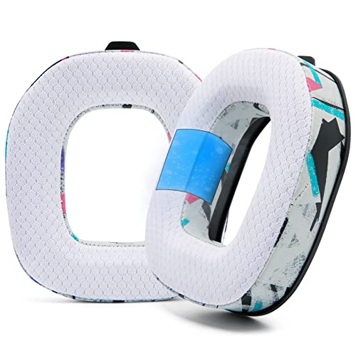 WC Freeze A40- Hybrid Fabric Cooling Gel Replacement Earpads for Astro A40 TR Only, Made by Wicked Cushions, Improved Durability, Thickness and Sound Isolation | 90's White