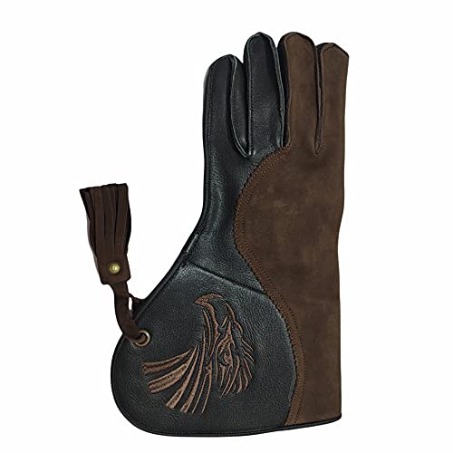 W.S Point Double Layer Genuine Cow Hide Leather Falconry Gloves for Men  Bird Handling Pet Gloves Brown