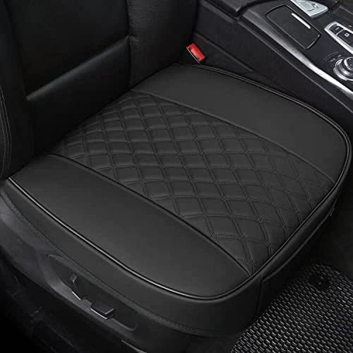 Black Panther 1 Pair PU Car Seat Covers, Front Seat Bottom Protectors Compatible with 95% Vehicles,Diamond Pattern Embroidery, Anti-Slip (W 21.26''D 20.86) - Black