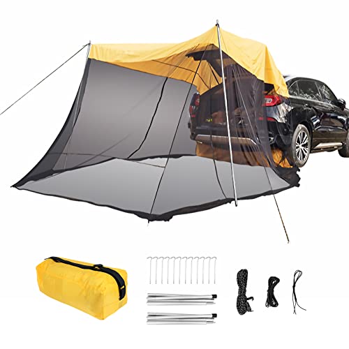 Car Awning Sun Shelter SUV Rear Tent,Portable Waterproof Roof Top Tent for SUV Minivan Hatchback Camping Outdoor Travel,3-4 Person,114"x78.7"x78.7"(Yellow)