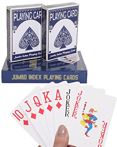 Playing Cards Large Print for Adults - 2 Packs, Large Print Playing Cards for Seniors, Vision Impaired, Low Vision Crowd, for Blackjack, Euchre, Canasta Card Game