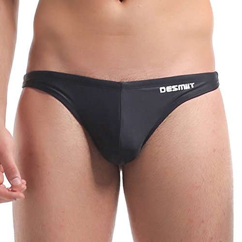 sandbank Men's Sexy Low Rise Mesh Thong Swim Briefs (Asian Tag XL Waist:33"-35", Black #1)