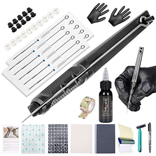 Tattoo Kit Tattoo Pen Kit Poke a Stick Tattoo Hand Tool Kit with Ink 10 PCS Needles