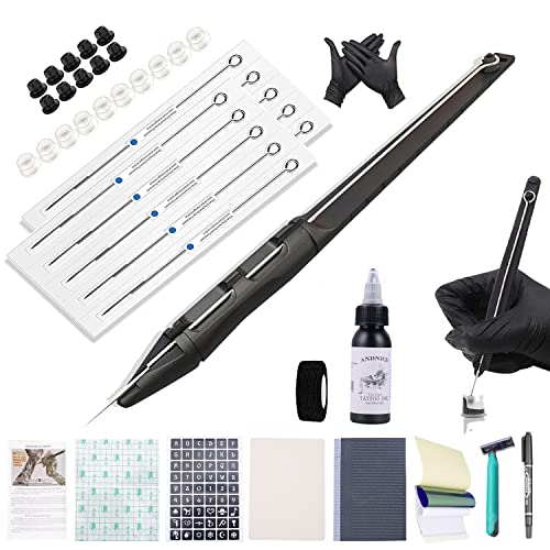 Tattoo Kit Tattoo Pen Kit Poke a Stick Tattoo Hand Tool Kit with Ink 10 PCS Needles