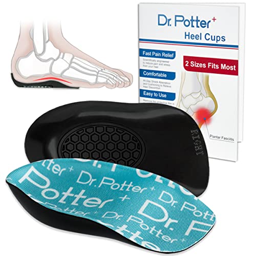 DR. POTTER+ Heel Cups for Plantar Fasciitis Relief, Heel Pads for Heel Pain and Heel Spurs, Heel Insert Provide Support and Cushioning for Men Women (Small W4.5-8.5 | M4.5-7.5)