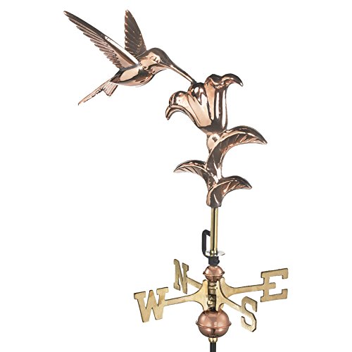 Good Directions 8807PG Hummingbird Garden Weathervane, Polished Copper with Garden Pole