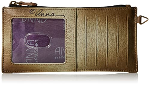 Anna by Anuschka Women's Hand Painted Genuine Leather Organizer Wallet - Floral Paradise Tan