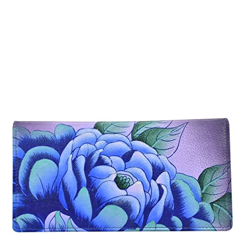 Anna by Anuschka Women's Genuine Leather Hand Painted Clutch Wallet - Precious Penoy Eggplant