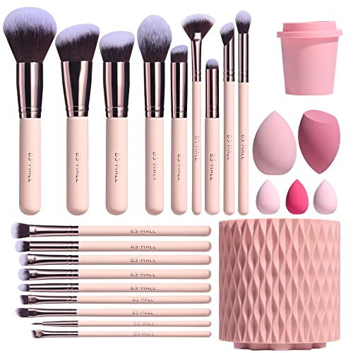 BS-MALL Makeup Brushes Premium Synthetic Foundation Powder Concealers Eye Shadows Makeup 18 Pcs Brush Set with 5 Pcs Makeup sponge Set & Makeup Brush Holder Sponge Case