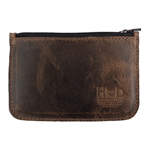 Hide & Drink, Leather Zippered Wallet, Holds up to 6 Cards Plus Folded Bills & Coins, Money Organizer, Travel Pouch, Everyday Accessories, Handmade Includes 101 Year Warranty :: Bourbon Brown