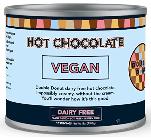 Double Donut Dairy Free Hot Chocolate Mix, Non Dairy Instant Vegan Hot Chocolate Mix, 12 Ounce