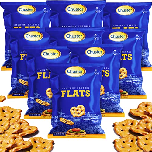 Chuster Grab & Go Pretzels Snack Packs  Old-Fashioned Crunchy Hard Flat Pretzel Thins in 24 Individual Snack Bags  Delicious Low Calorie Kosher Snack for Dips, Trail Mix & School Lunch