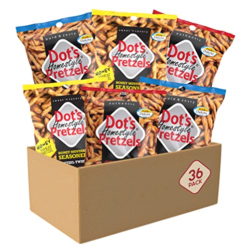 Dot's Homestyle Pretzels 1.5 Ounce Lunchbox Size Individual Pack Variety Flavor Pack Seasoned Pretzel Twists (36 Pack)