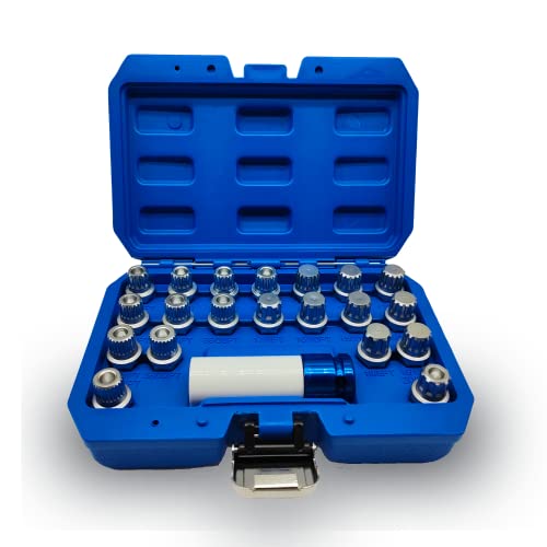 JEUCLEL 21PCS Wheel Locking Nut Key Kit Compatible with BMW, Wheel Lock Nut Scoket Adapter Set, Wheel Anti-Theft Lug Nut Removal Tool, Anti-Theft Screw Remover