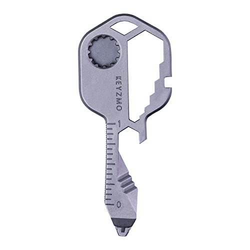 Keyzmo Key Shaped Pocket MultiTool, Small 16-in-1 Ultimate Utility Kit, Made with Lightweight Stainless Steel, TSA Compliant