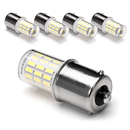 12 Volt BA15S Led Bulbs,1156 1141 6000k Daylight White,DC Bayonet Single Contact Base,AC10-24V DC10-30volt Low Voltage BA15S Bulb for Landscape RV Camper Interior Marine Boat Trailer Lights,5Pack