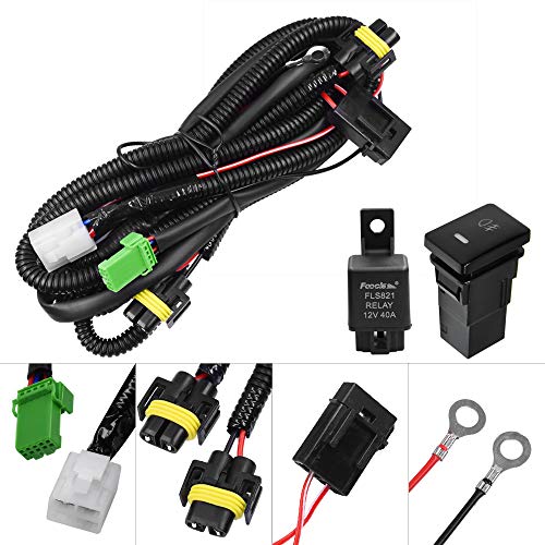 HUIQIAODS H11 H9 880 881 Fog Light Wiring Harness Socket Wire Connector with 40A Relay ON/Off Switch Kits for Toyota GM Hyundai Accent Elantra Peugeot LED Work Lamp Driving Light Etc