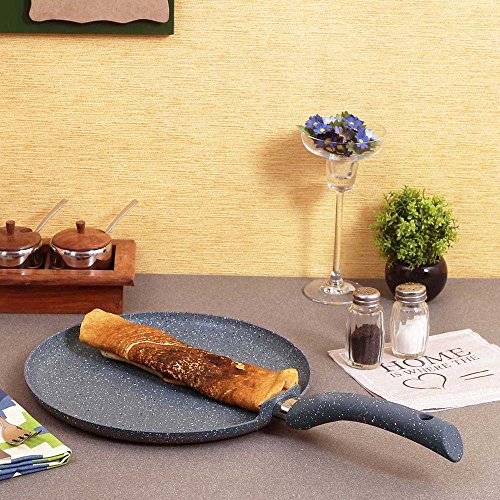 Wonderchef Granite Forged Non-Stick and PFOA-Free Aluminum Indian Cooking Dosa Tawa Crepe Pan, 28cm Pan, Gray