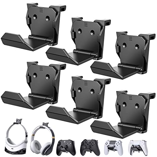 Controller Wall Mount for PS5/PS4/Xbox/Switch Controller, Adhesive PS5 Headset Holder Controller Stand for PS5 Console, 6 Pack Headphone Hanger Wall Mount Hook,PS5 Accessories Controller Headset Stand