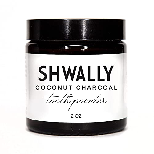 Shwally Magical Tooth Powder W/Hydroxyapatite & Fluoride Free Amish Eggshell + Coconut Charcoal & Peppermint Crystals - 100% Fluoride Free ReMineralizing, Whitening & Polishing Powder 200+ Brushings