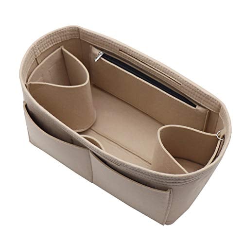 Felt Purse Organizer Insert Bag In Bag with Two Removeable Holder 8020 Beige M