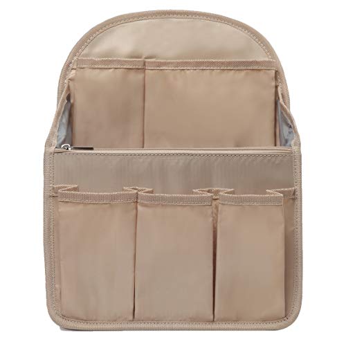 PAOIXEEL Lightweight Backpack Insert Organizer, 15 Pockets Nylon Rucksack Organizer Insert, Beige