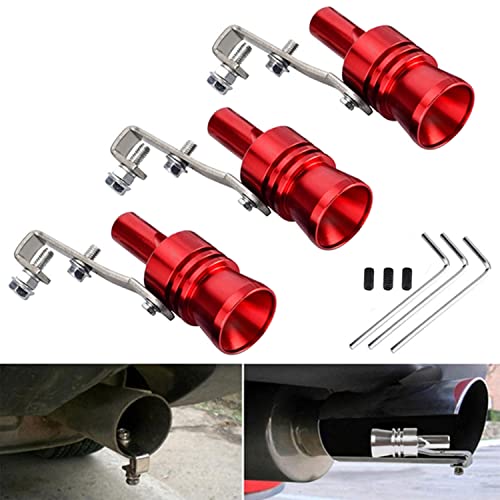 Afazfa_Jewelry 3Pcs Turbo Exhaust Whistle, XL Size Aluminum Alloy Universal Aluminum Turbo Sound Exhaust Muffler Pipe Whistle Car Roar Maker (Red)