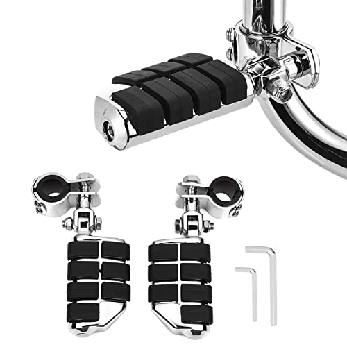 Motorcycle Foot Pegs Foot Rest Highway Footpegs Compatible with Road King Street Glide Honda Kawasaki Suzuki Yamaha 25mm 32mm 34m (Chrome)