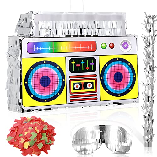 80s Boombox Pinata Retro Birthday Party, Decorations, 80s Parties, Hip Hop 90s Theme Supplies Radio Pinata for Kids and Adults Mexican Party Pinata Game Supplies Favors 16 x 11 Inch