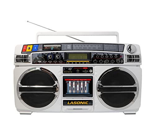 Lasonic i-931BT Classic 80s Style Design with upgraded technology rechargeable Bluetooth Boombox - WHITE