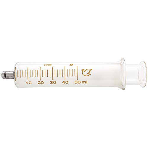 Gufastoe 1 Pack Glass Syringes with Caps 50cc/ml for Lab Laboratory