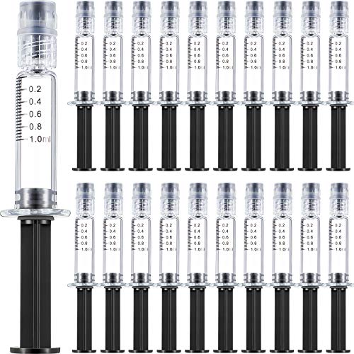 1ml Borosilicate Glass Syringe Anti-Leak Luer Connector Syringe Heat Resistant Tube Accurate Measuring Syringe for Labs, Use for Thick Liquids, Glue, Ink, Non-Medical Without Needle (20 Pieces)