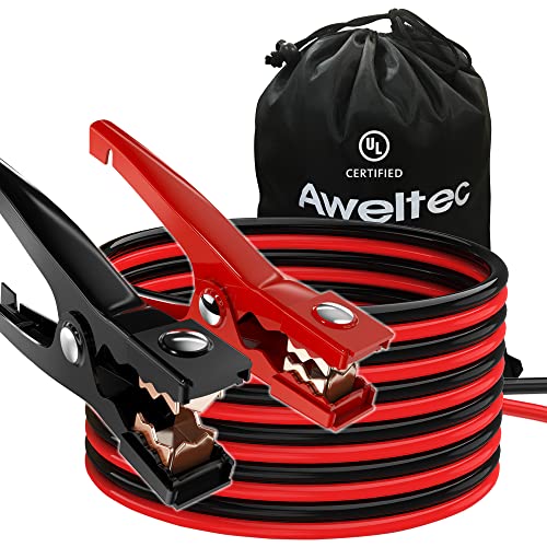 AWELTEC Jumper Cables for car, UL-Listed 8 Gauge 12 Feet Heavy Duty Booster Cables with Carry Bag (8AWG x 12Ft)