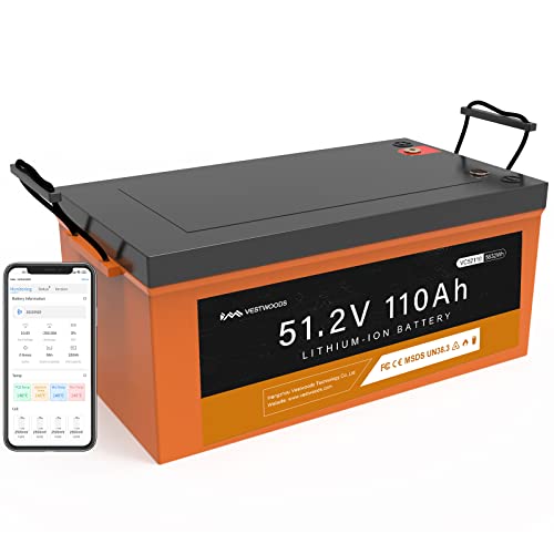 FOIIOE 51.2V 110AH Lithium Battery, 51.2V Bluetooth Li-ion NMC Ternary Lithium Battery, 100A BMS, Deep Cycle Lithium Polymer Batteries for RV, Solar, Farmhouse, Home Energy, Marine