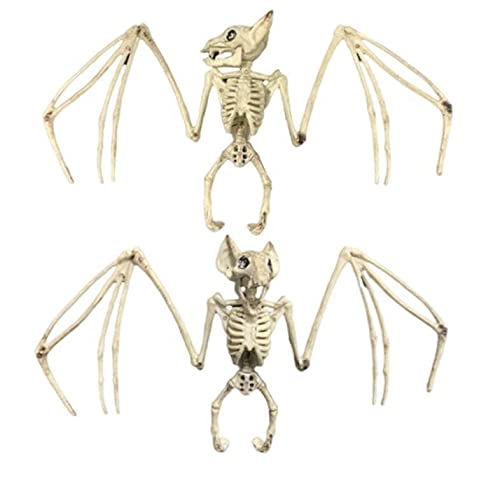 Halloween Animal Skeleton,Horrible Bat Skeleton Simulation Bat Model Vivid Bat Bone for Yard Garden Lawn Patio Halloween Party Favors Decor, 2pcs