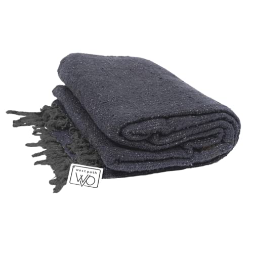 Open Road Goods Handmade Charcoal Black Yoga Blanket - Thick Mexican Blanket or Throw - Made for Yoga!