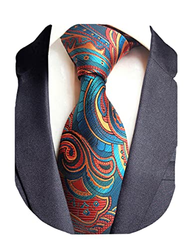 GUSLESON Mens Floral Tie Fashion Necktie for Wedding Party (0694-05)