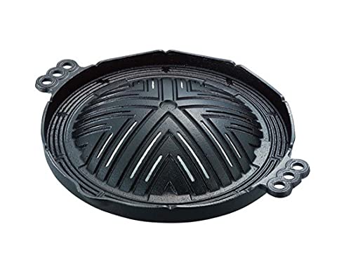 JapanBargain 1797, Ikenaga Korean BBQ Plate Genghis Khan Barbecue Grill Plate Mongolian Heavy Duty Cast Iron Stovetop BBQ Grill Pan Griddle, 11.4 inches