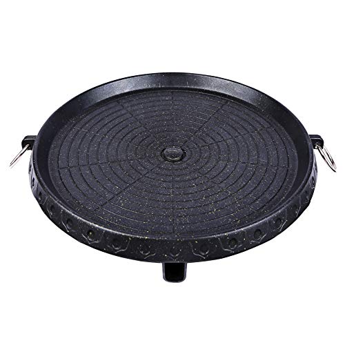 CAMPMAX Korean BBQ Grill Pan with Maifan Stone Coated Surface, Non-stick Smokeless Stovetop BBQ Grill Plate for Indoor Outdoor, 12.5" Round