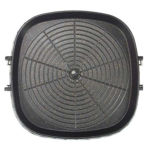 Korean Style Square Grill Pan with Maifan Coated Surface,Non-stick Smokeless Barbecue Stovetop Plate for Indoor Outdoor BBQ