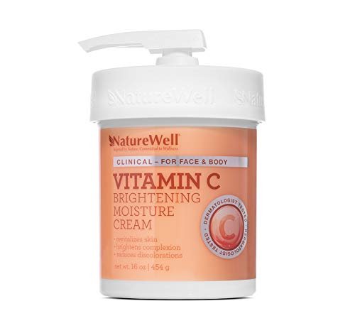 NATURE WELL Vitamin C Brightening Moisture Cream for Face, Body, & Hands, Visibly Enhances Skin Tone, Helps Improve Overall Texture & Provides Lasting Hydration (16 Oz)