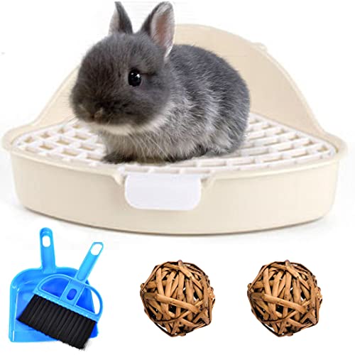 Hamiledyi Bunny Litter Pet Toilet Potty Trainer Corner Pan Bedding Box for Small Animal Guinea Pig Ferret Hamster Dwarf Rabbit(White)