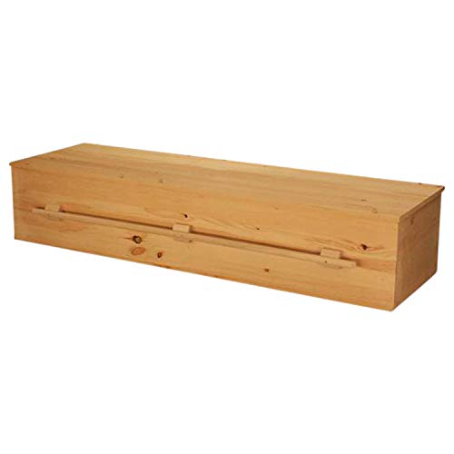 Titan Casket Eco Pine Box Wood Casket (Wood Handlebars) Biodegradable Wood Handcrafted Funeral Casket - White Pine with Wooden Handles