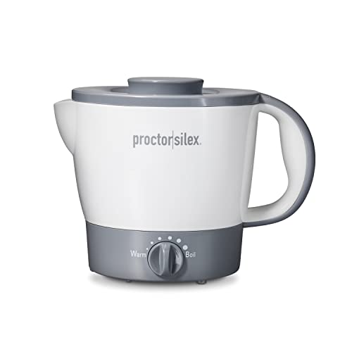 Proctor Silex 32oz Adjustable Temperature Electric Hot Pot Kettle for Tea, Boiling Water, Cooking Noodles and Soup, White (48507PS)