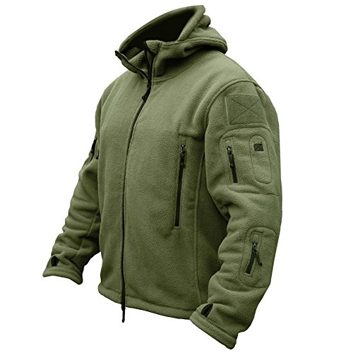 ReFire Gear Mens Warm Military Tactical Sport Fleece Hoodie Jacket,Large,Army Green