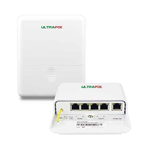 UltraPoe 4 Port Outdoor Gigabit POE++ Extender, up to 100m/330ft Ethernet Over Copper Wire, IEEE 802.3at/af Compliant, Plug and Play