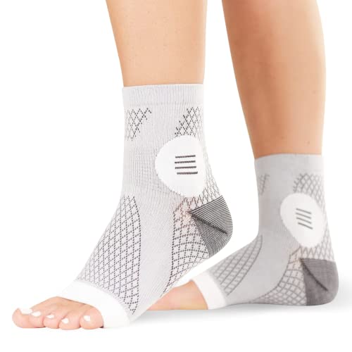 BraceAbility Neuropathy Socks - Peripheral Neuritis Compression Diabetic Toeless Foot Sleeves for Nerve Damage Pain in Feet, Ankle Gout, Plantar Fasciitis Relief Brace for Men and Women (S - 1 Pair)